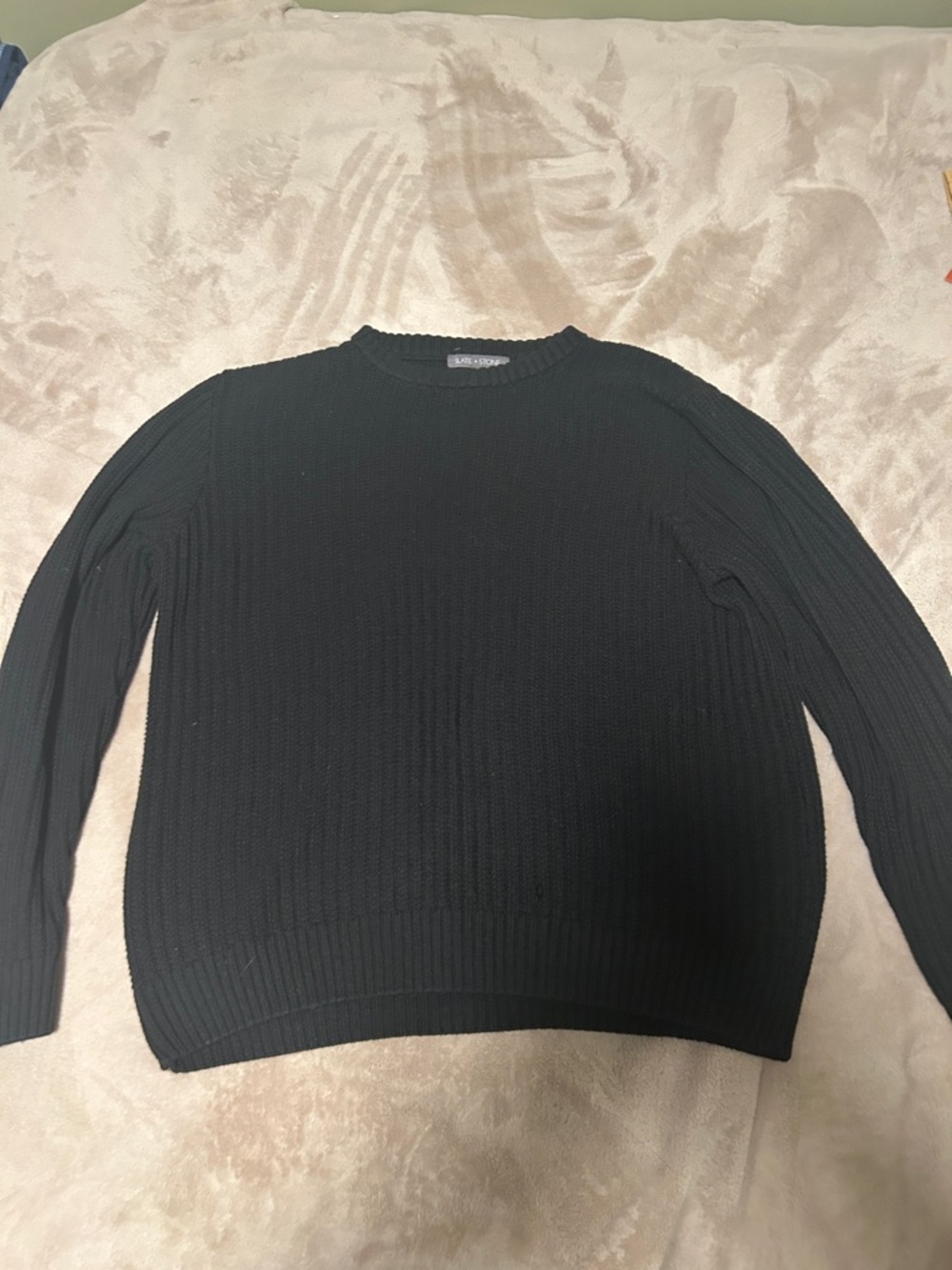 Slate & Stone Black Ribbed Crewneck Sweater